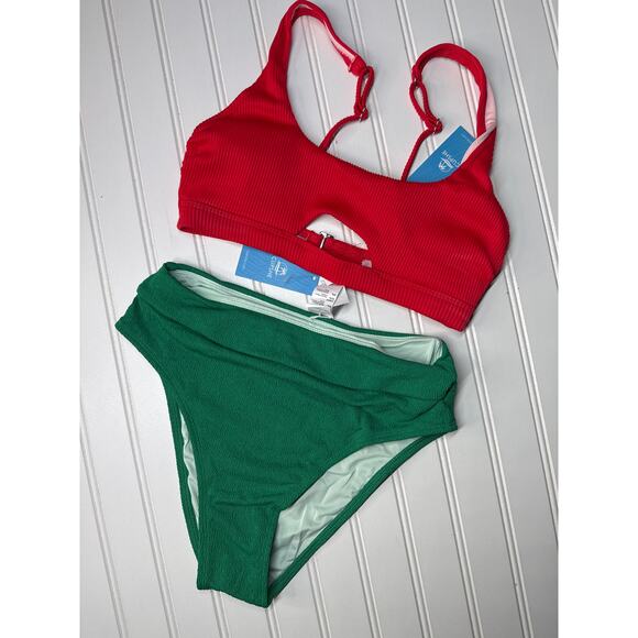 NWT Cupshe Two Piece Swimsuit Bikini Bralette Triangle High Waist BUNDLE Size S - Picture 2 of 5